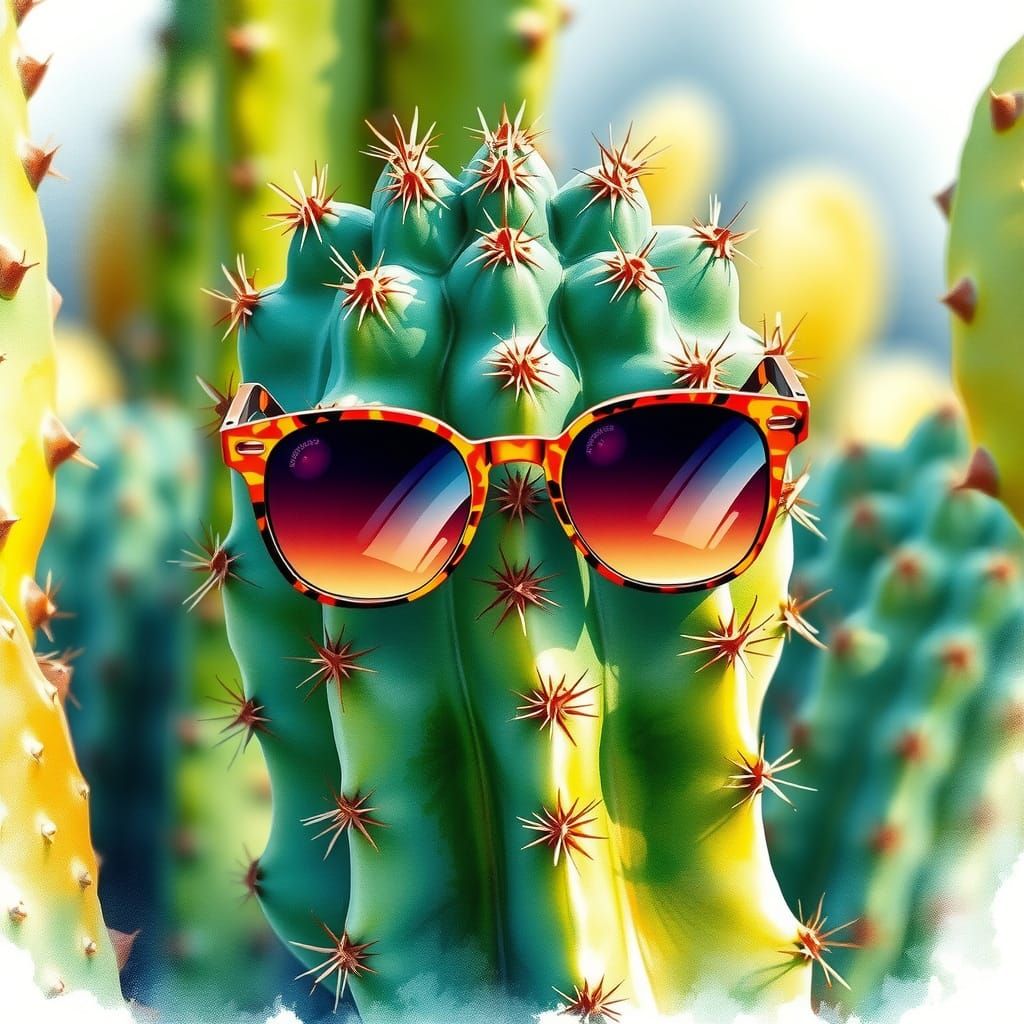 Prickly Pear Cactus in Sunglasses