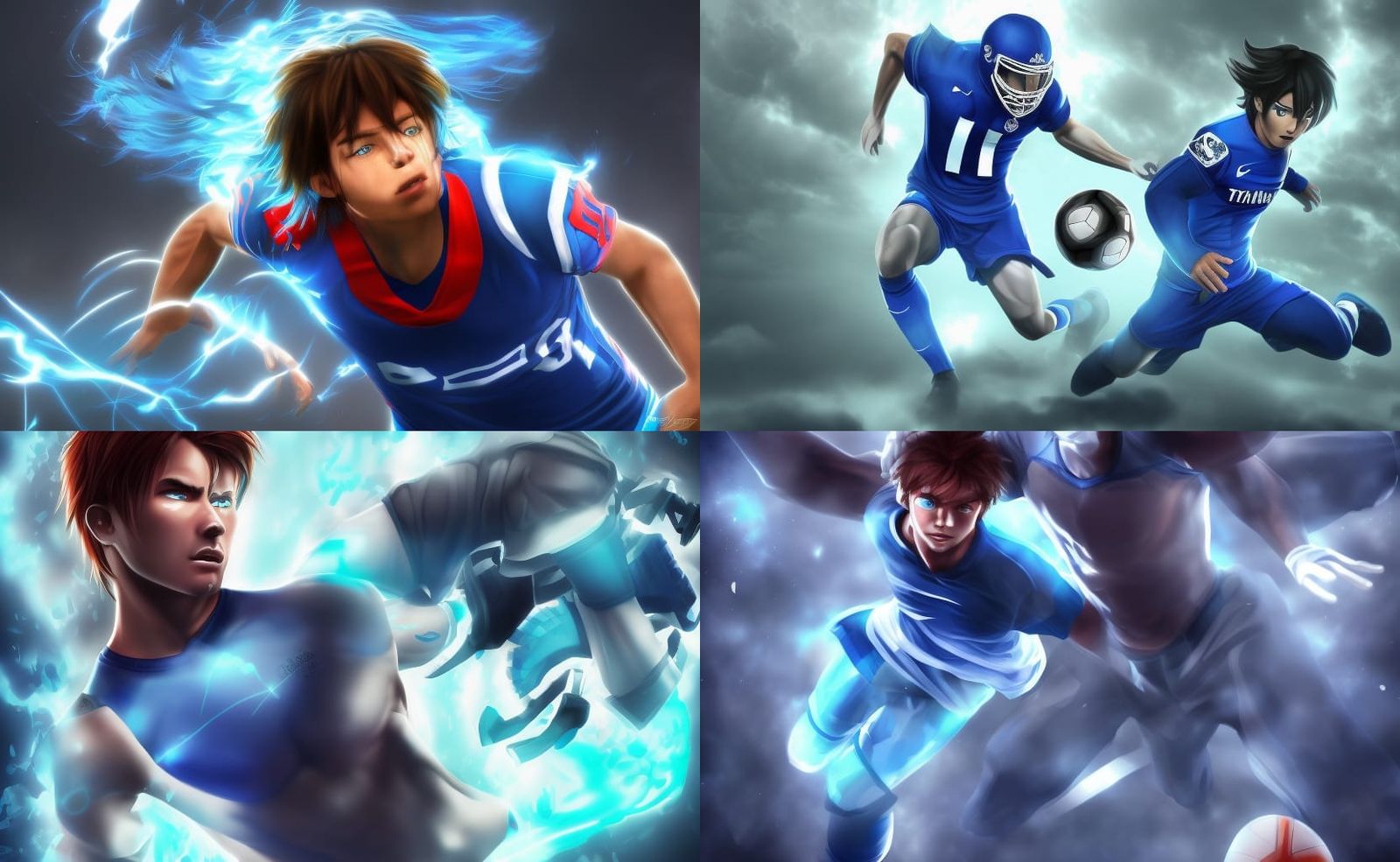 Intense Anime Footballer with Shining Eyes in Digital Art