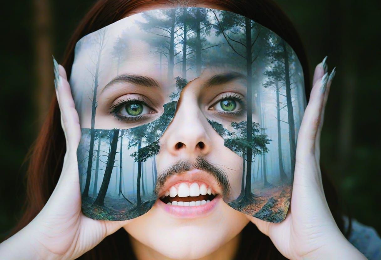 Mysterious Spooky Foggy Forest Landscape