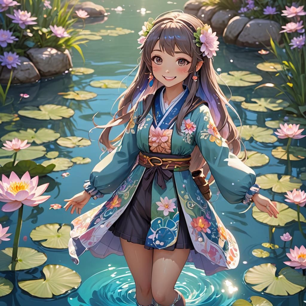 Cheerful Anime Otter Girl Portrait in 3D Art
