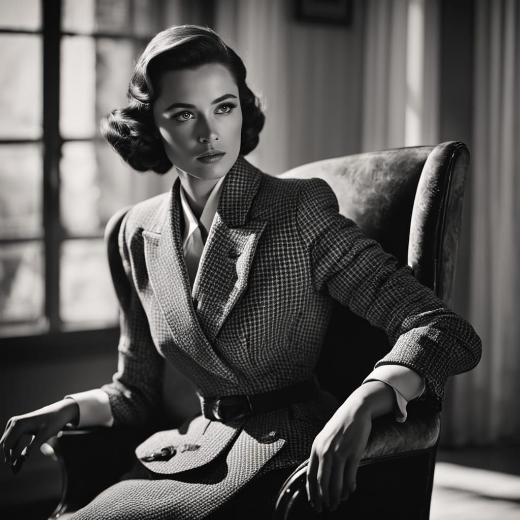 Classic Film Noir Portrait in High Contrast Monochrome