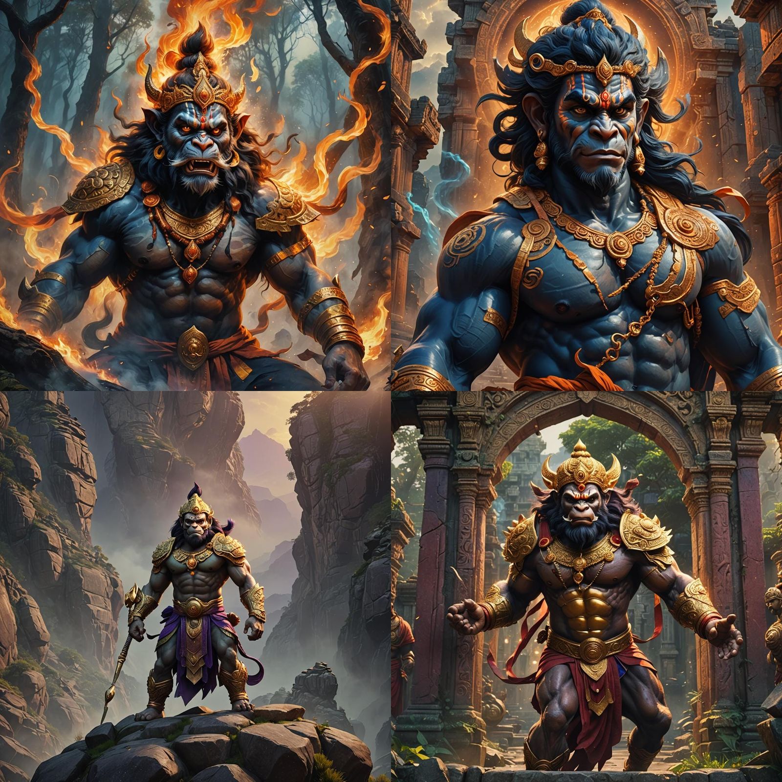 Furious Lord Hanuman in Detailed Matte Painting