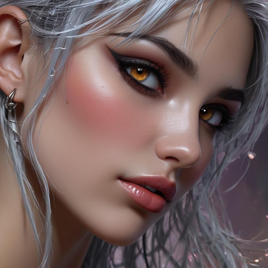 Glamorous Portrait with Hazel Eyes in Digital Painting