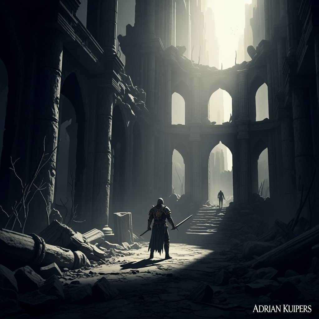 Eerie Grimdark Scene in Dramatic Lighting