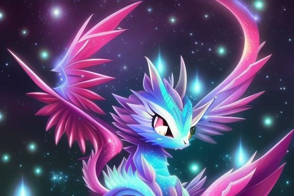 Adorable Kawaii Galaxy Dragon Fledgling in Anime Style