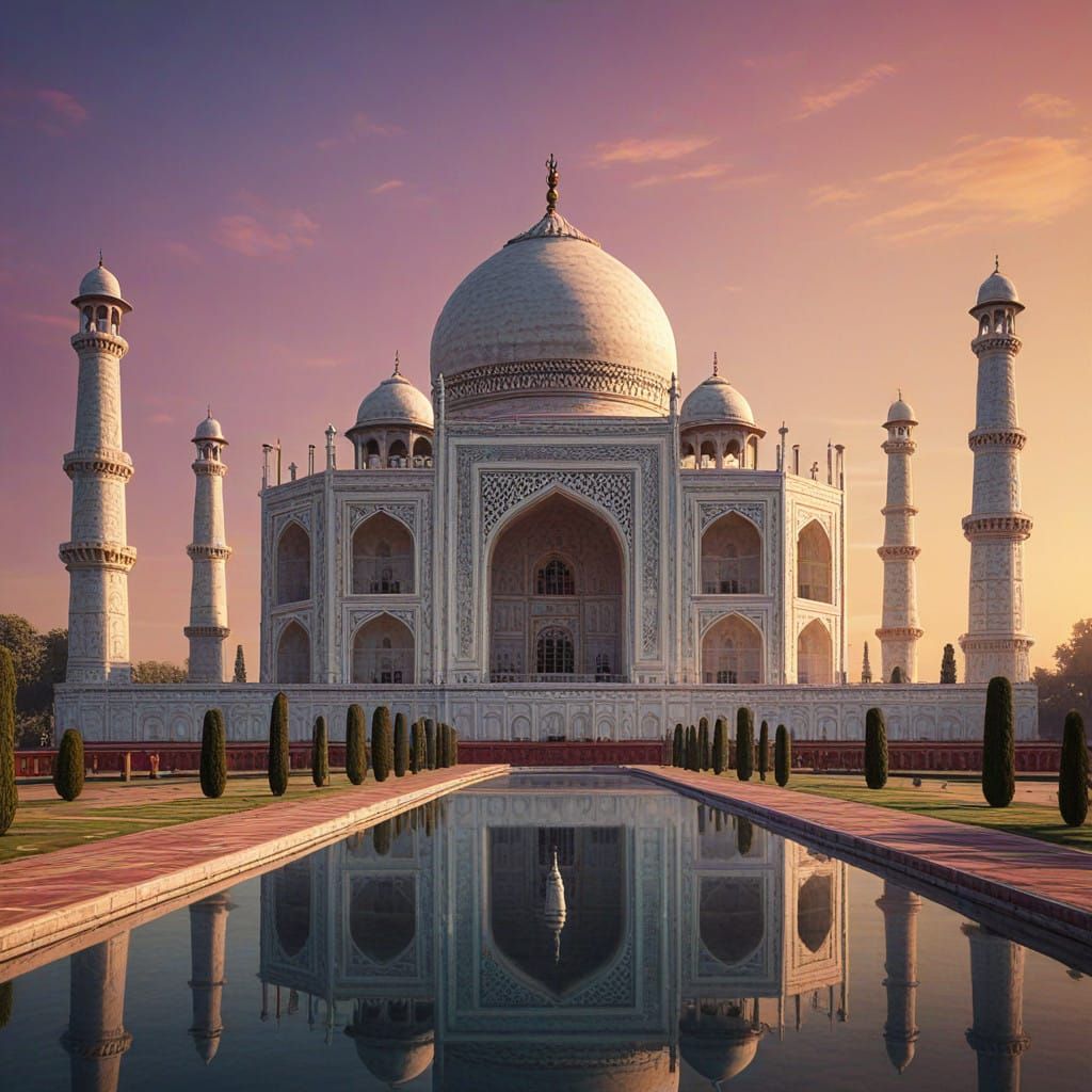 Taj Mahal in Vibrant Agar Landscape