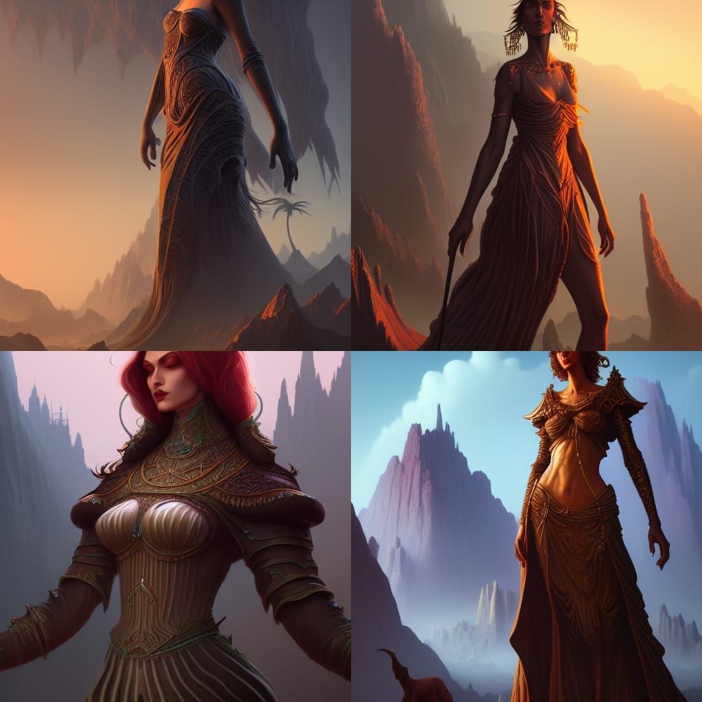 Fantastical Matte Painting of a Tall Woman