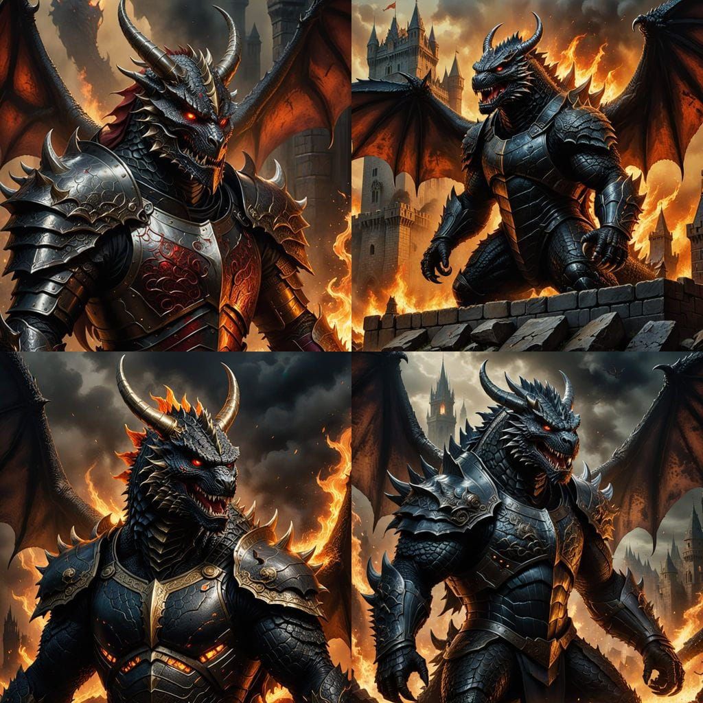 Armored Godzilla with Dragon Wings and Horns