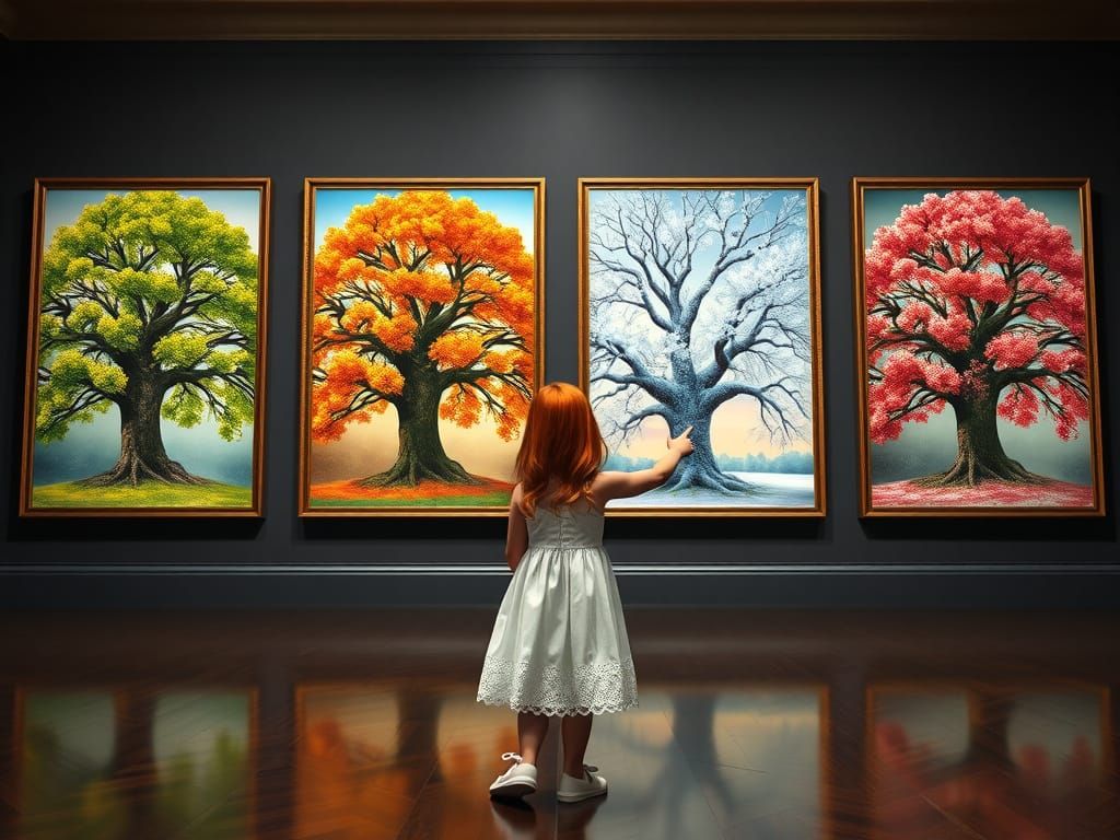 Hyperrealistic Tree Paintings in Museum Hall