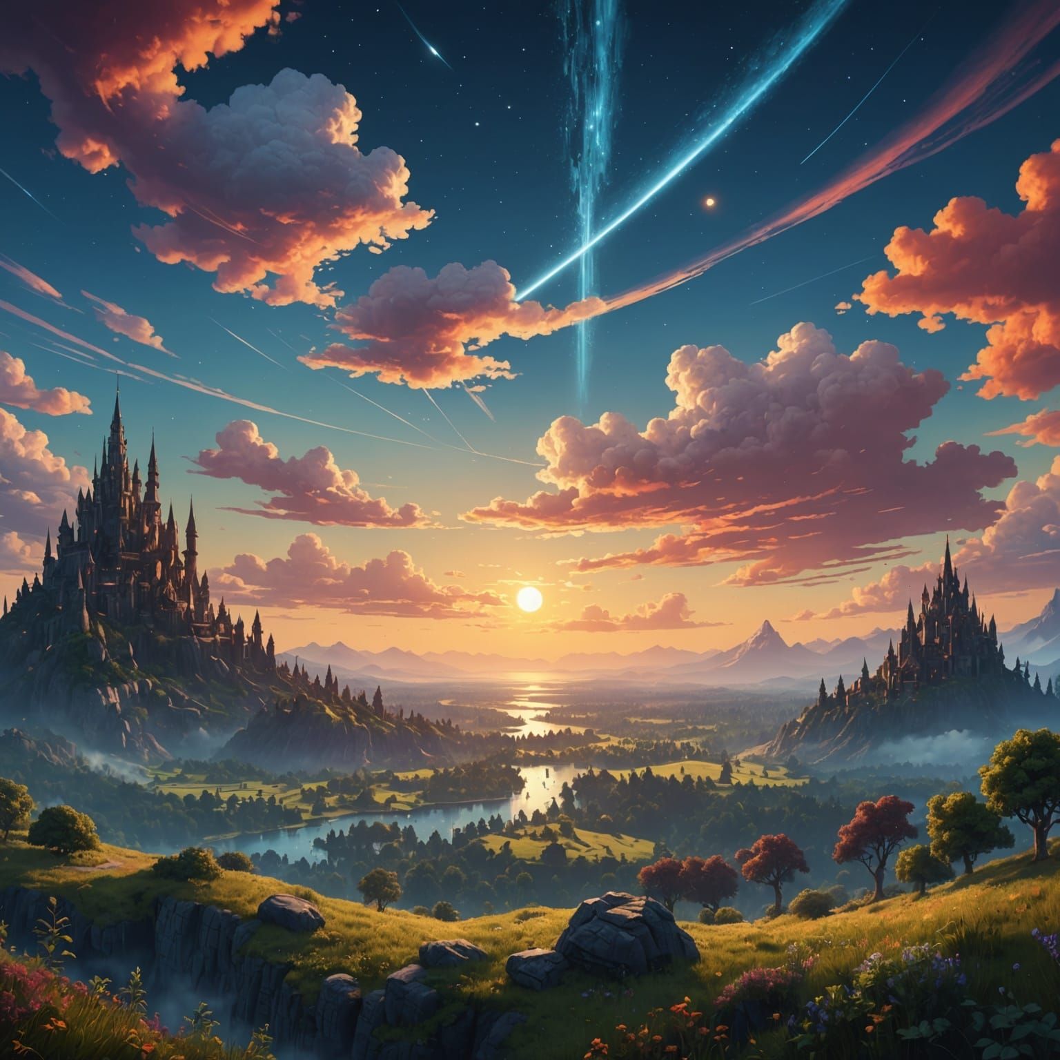 Peaceful Sky Pixel Art Wallpaper in 8K