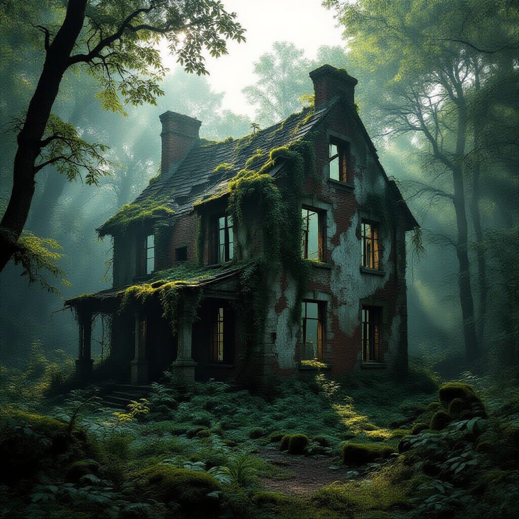 Overgrown Forest Ruins in Dramatic Matte Painting Style