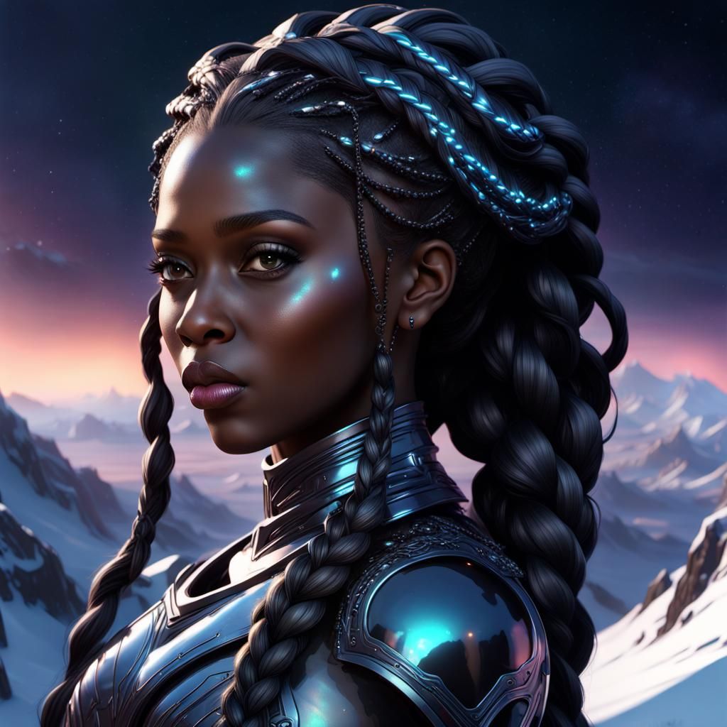 Nyx in Iridescent Armor, Digital Art