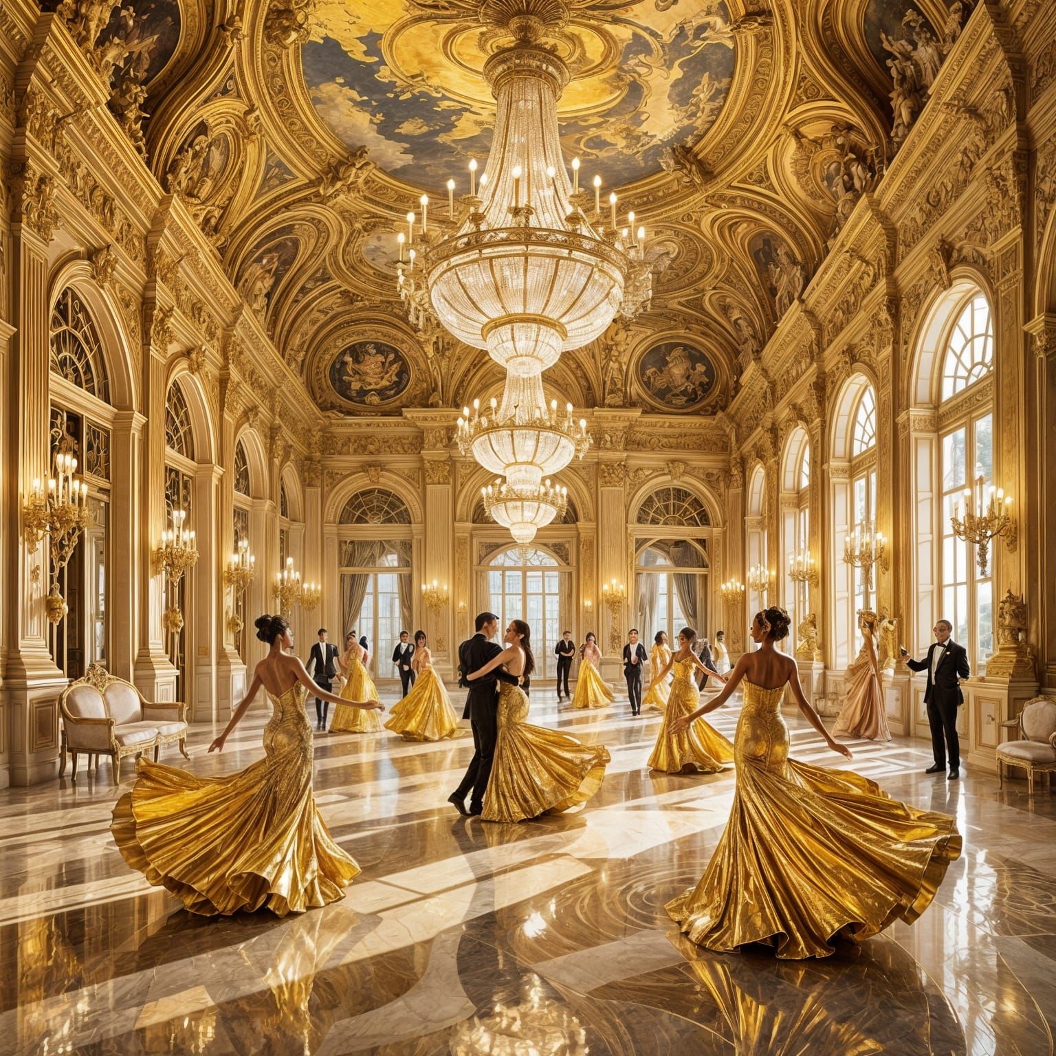 Grand Ballroom Sculpted in Molten Gold