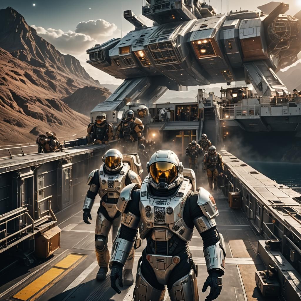 Spectacular Spacecraft with Marines in Sci-Fi Digital Art