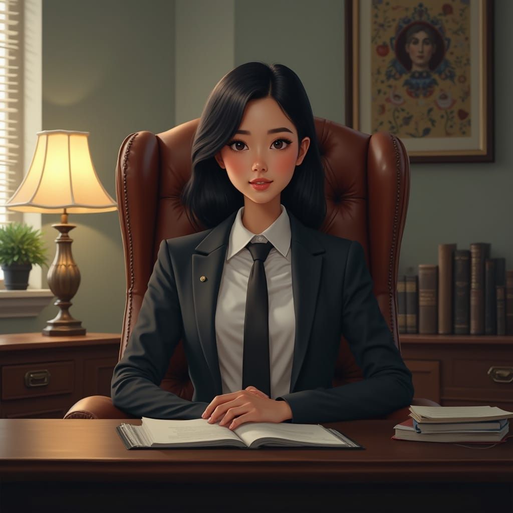 Hyperrealistic Photo of Asian American Woman in Office Attir...