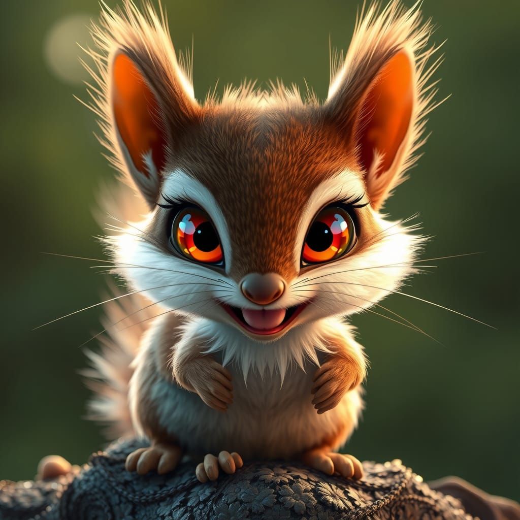 Chibi Mischievous Squirrel with Intricate Filigree