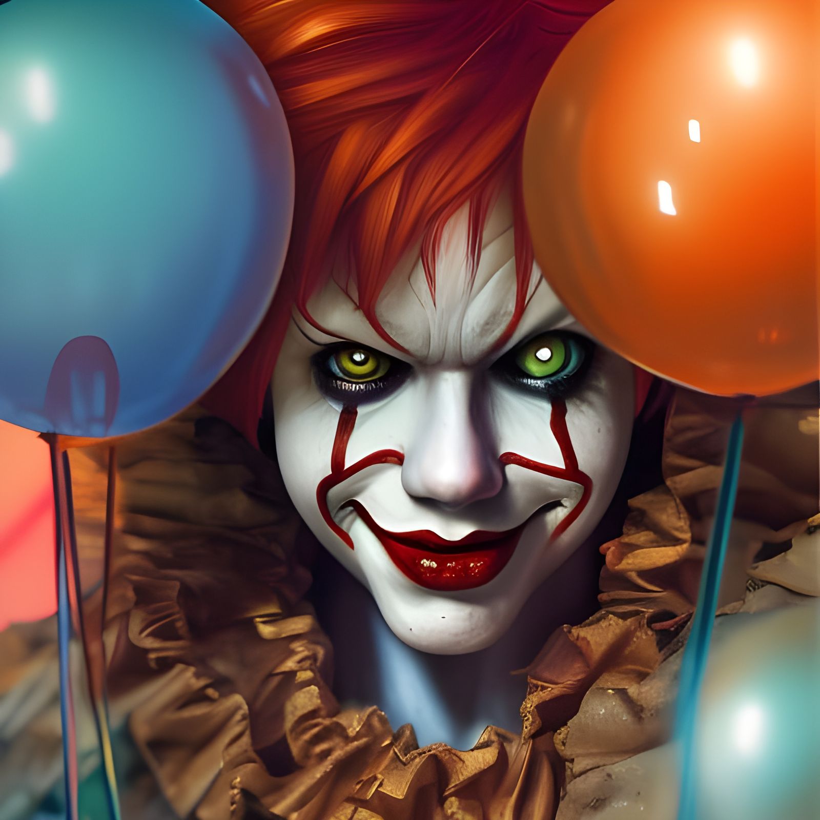 Creepy Pennywise Portrait in Hyperdetailed Digital Art