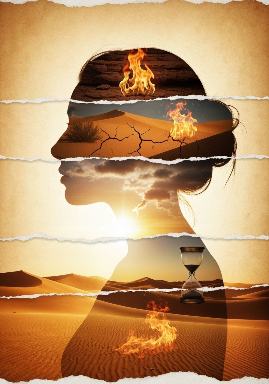 Desert Woman: Double Exposure in Golden Hour Light