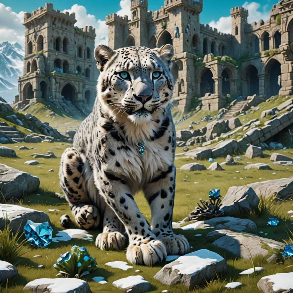 Snow Leopards in Ruins: A Matte Painting
