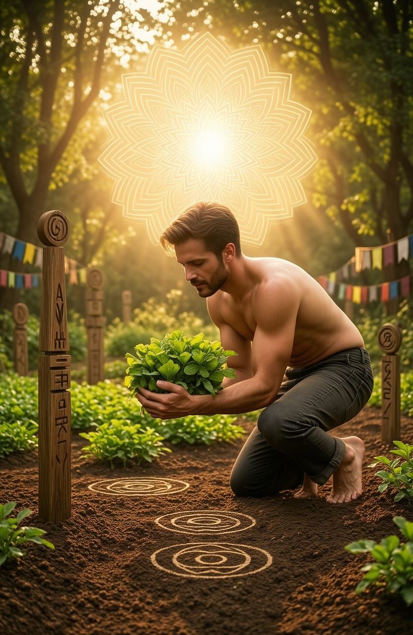 Sacred Earth Guardian in Utopian Garden