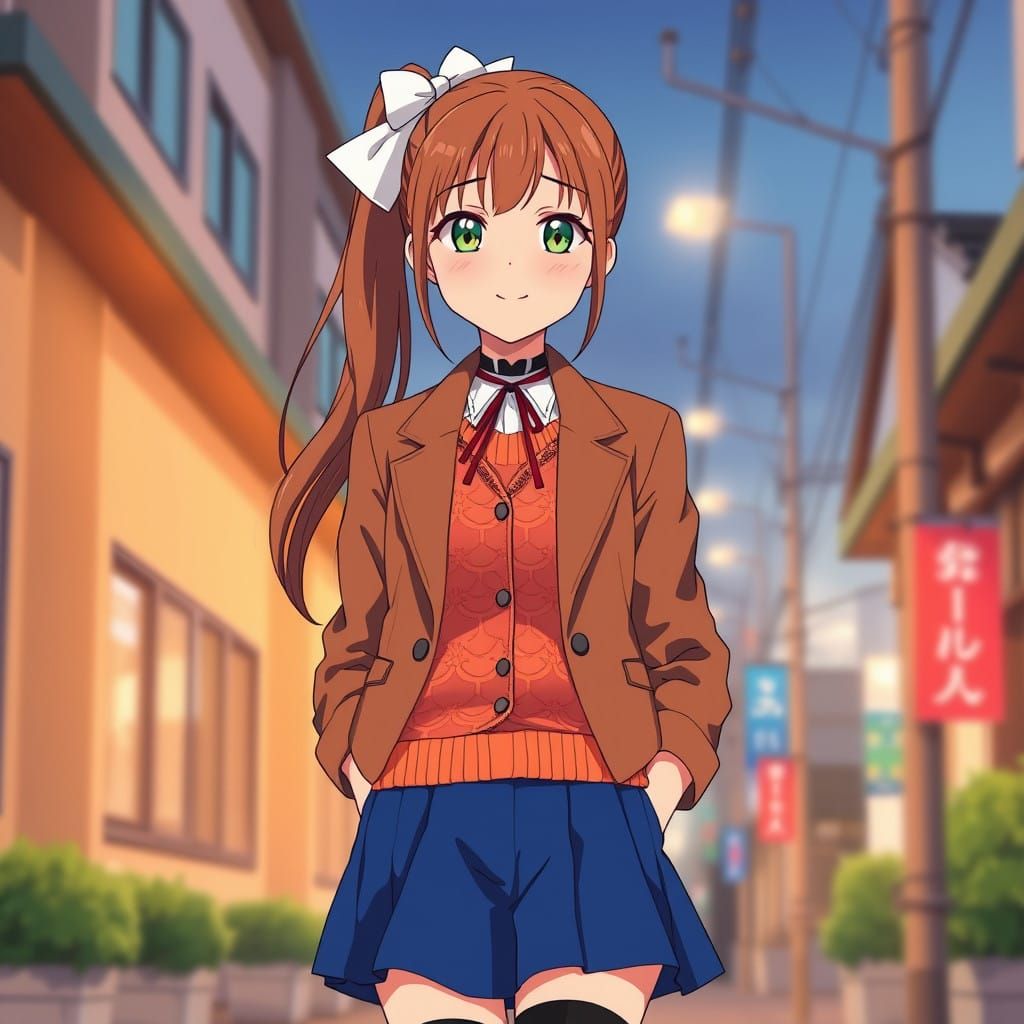 Japanese Schoolgirl in Vibrant Manga Style