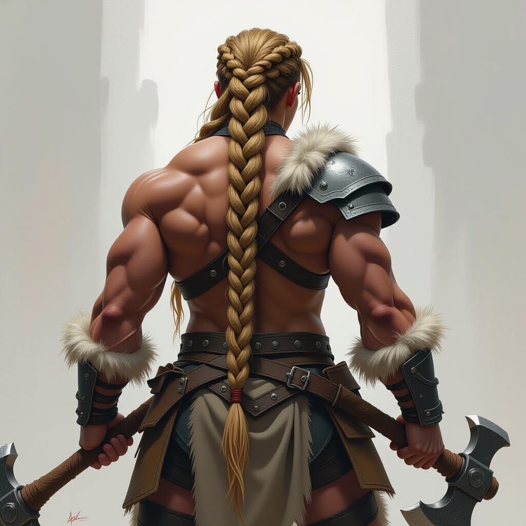 Muscular Female Goliath Barbarian with Battle Axe