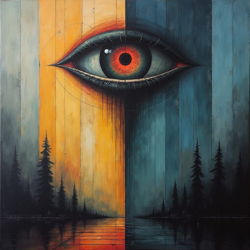 Ominous All-Seeing Eye Dominates Surreal Landscape