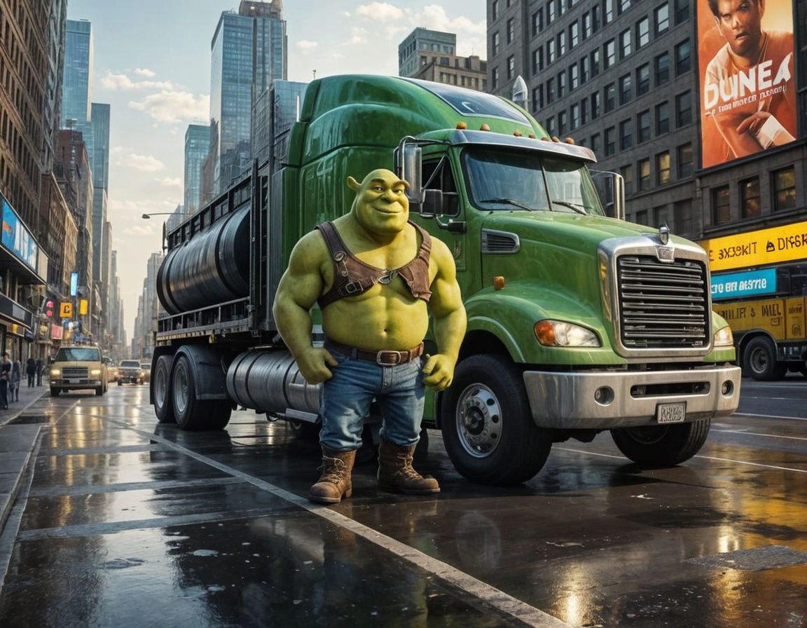 Shrek as truck driver