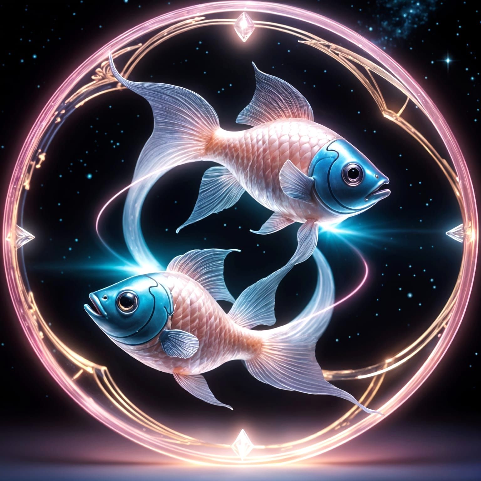 Two Fish in Harmony: A Hyper-Realistic Zodiac Masterpiece