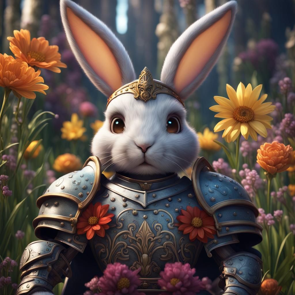 Cute Bunny Knight in Renaissance Style