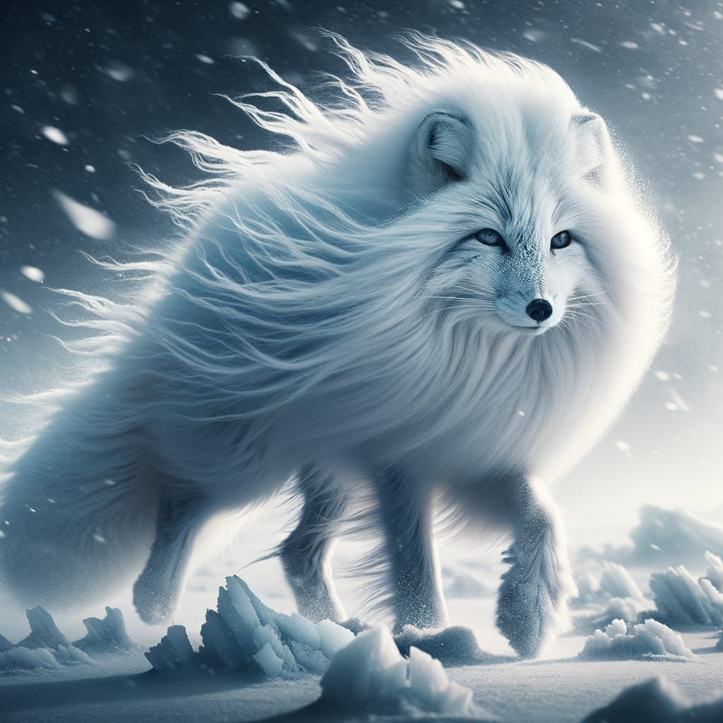 Arctic Fox Kunoichi in Blizzard