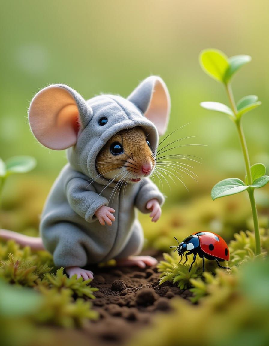 Mouse in Elephant Costume Intimidates Ladybug