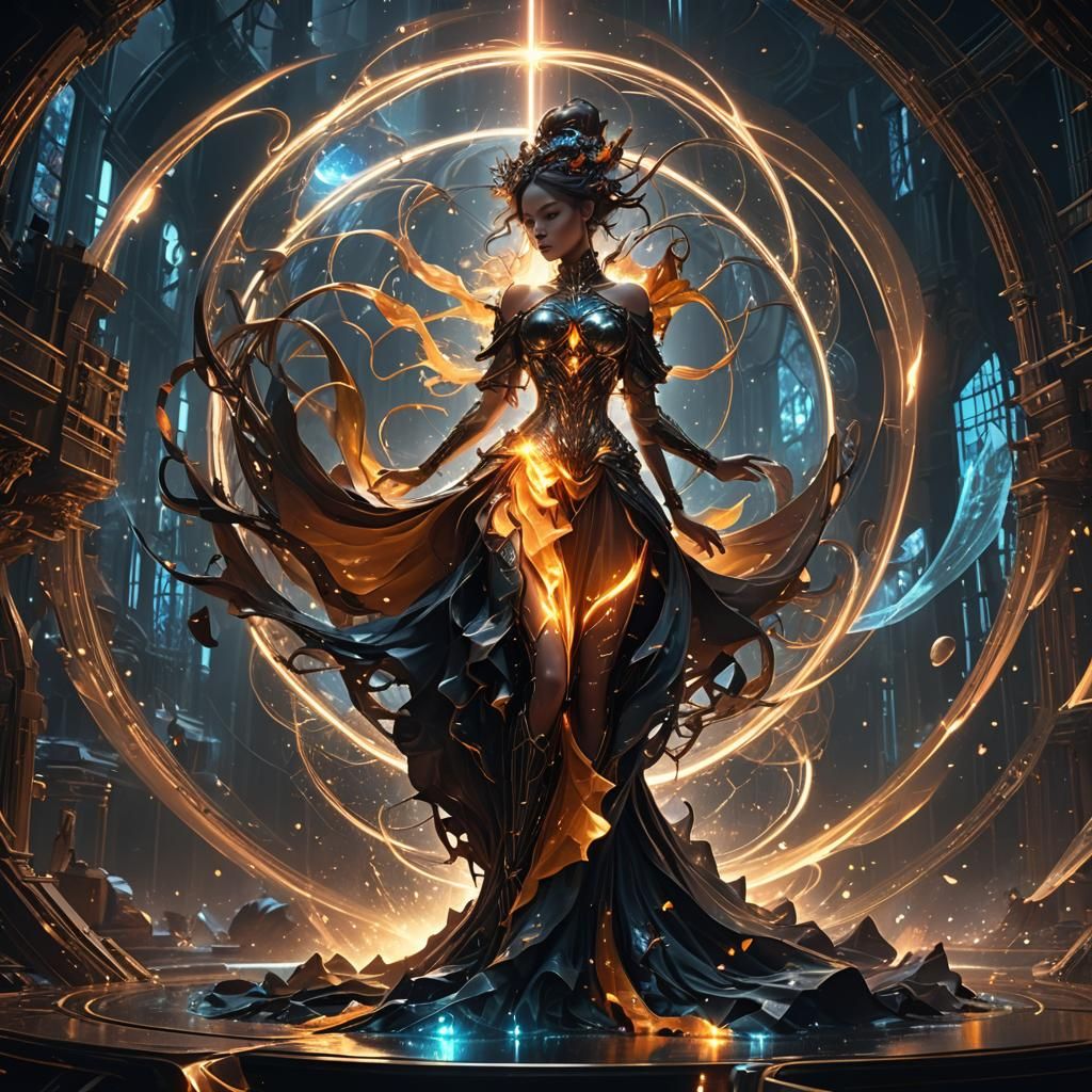 Quantum Choreography: Dark Fantasy Concept Art