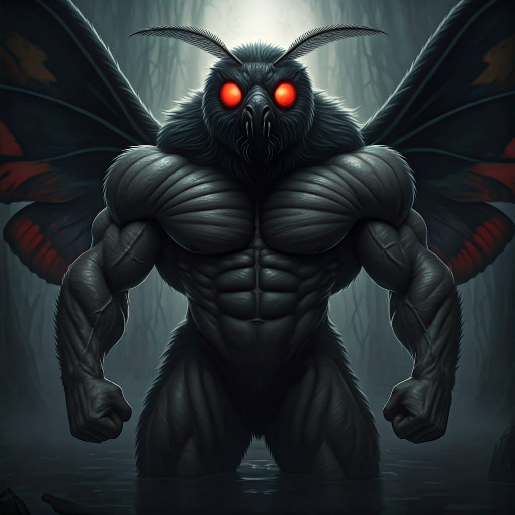 Mysterious Black Mothman Emerges from Swamp Shadows