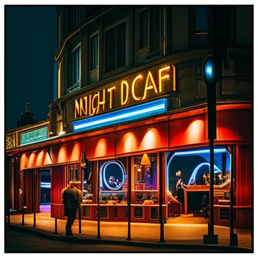 Night Cafe Terrace in Art Nouveau Style