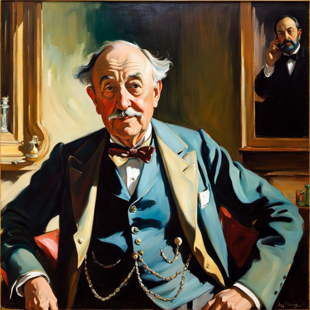 Detailed Oil Painting of a Mischievous Character