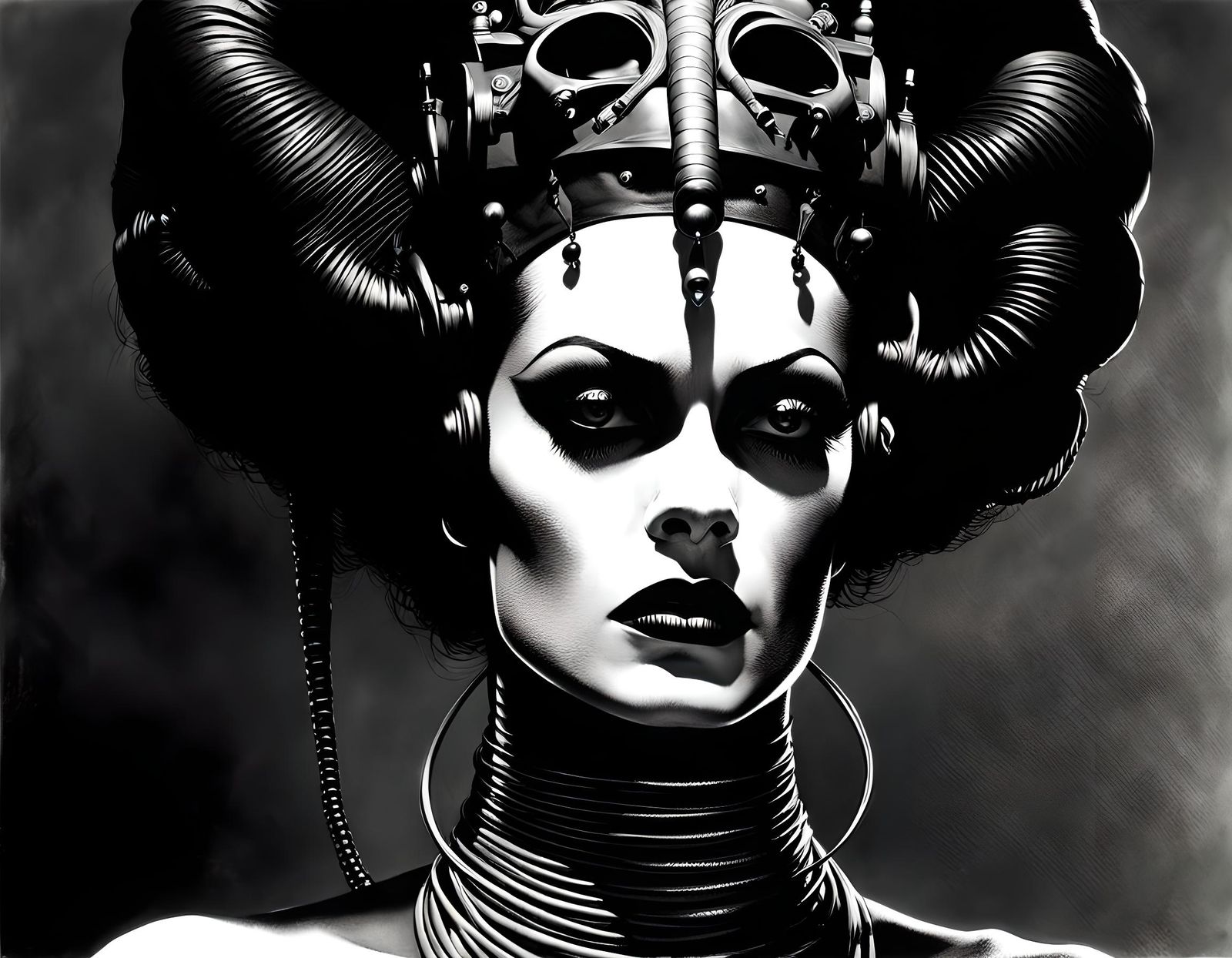 Sensual Bride of Frankenstein in Noir Style