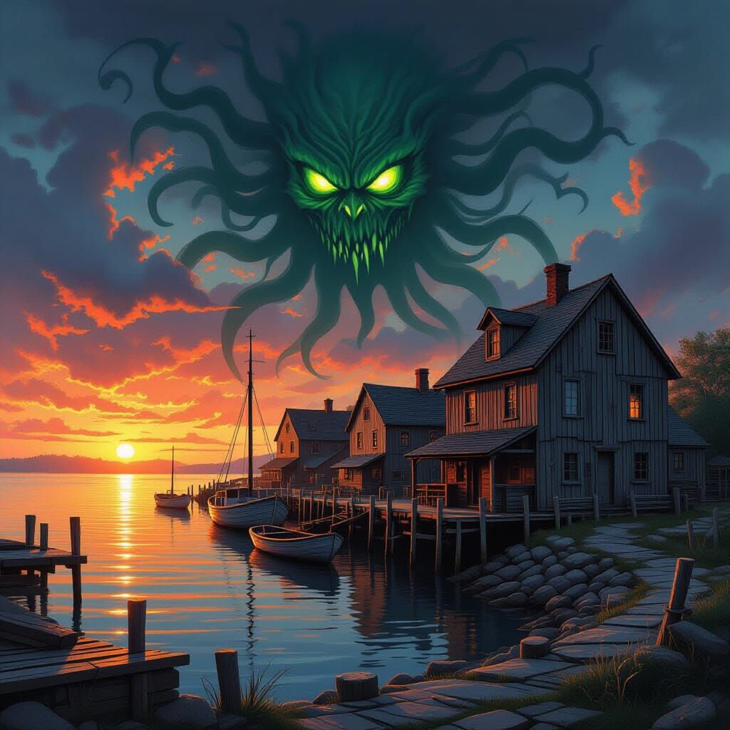 Eldritch Horror Over New England Village