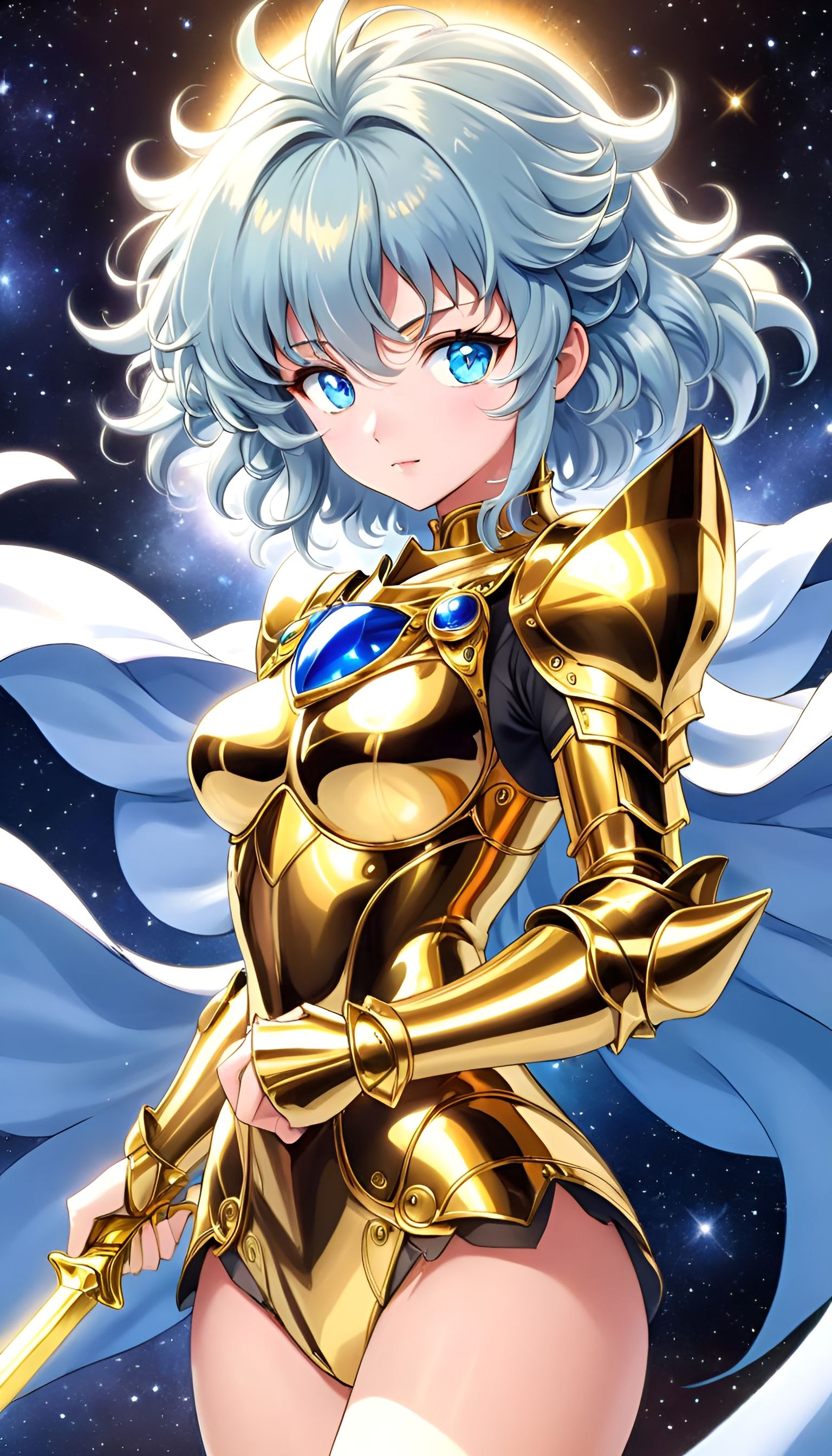 Libra Gold Knight in Saint Seiya Manga Style