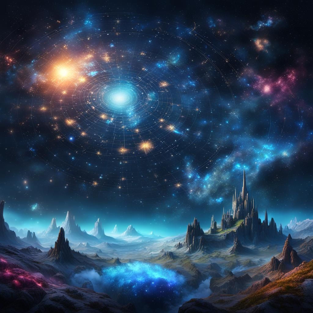 Enchanted Cosmos Star Map in Detailed Matte Painting