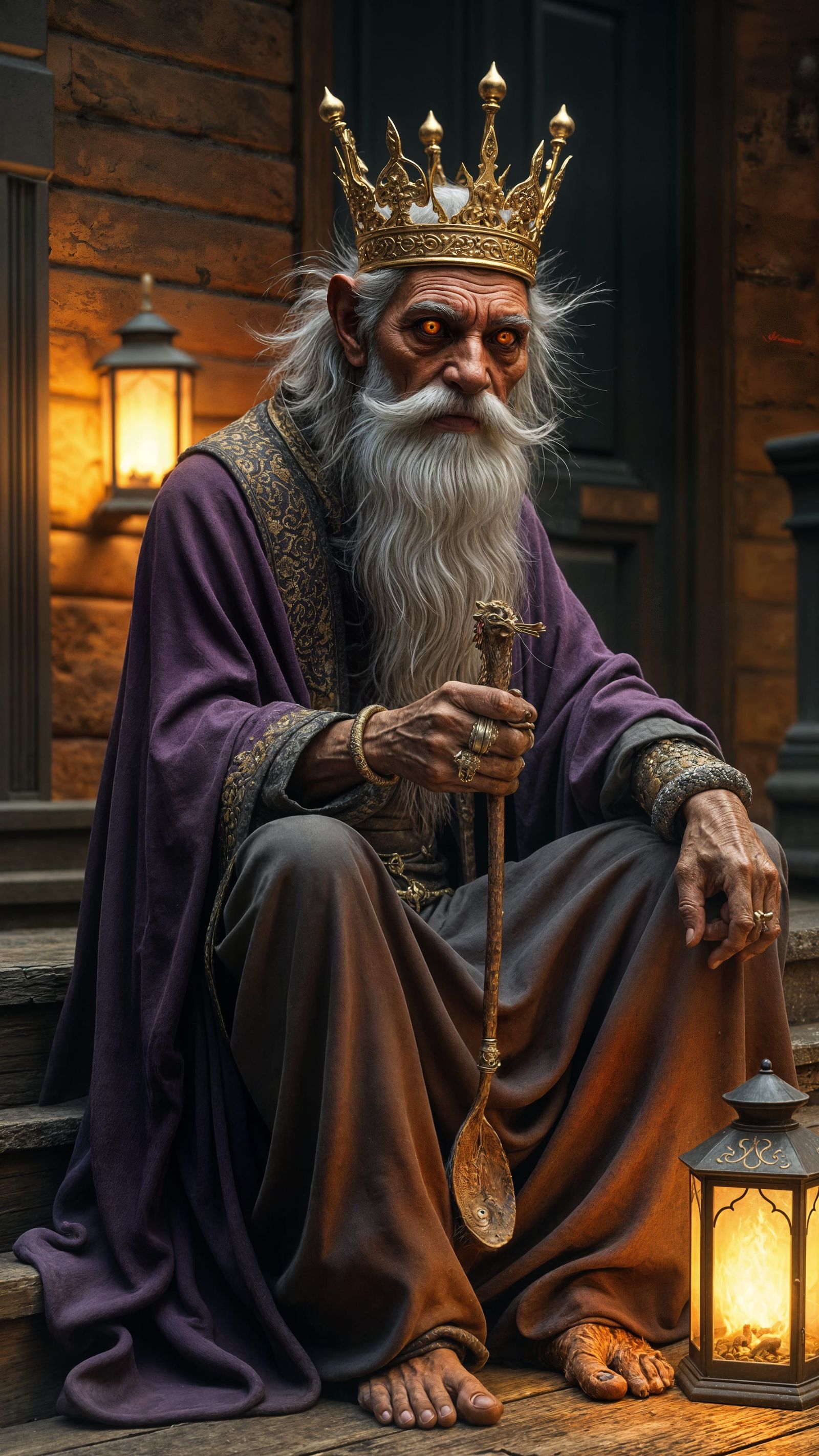 Crowned House Spirit in Dark Fantasy Art