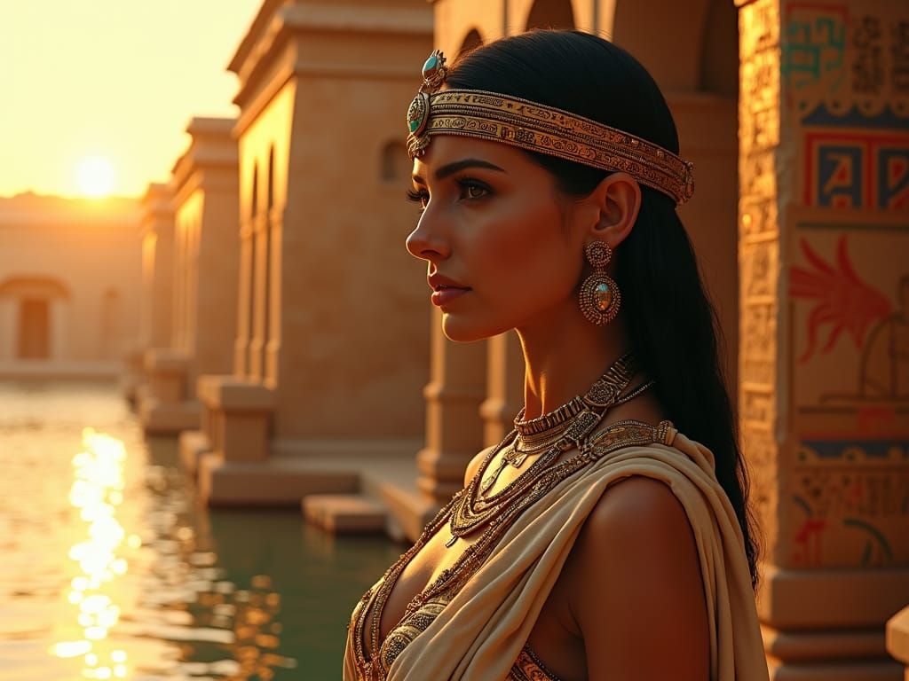 Cleopatra by the Nile in Science Fiction Style