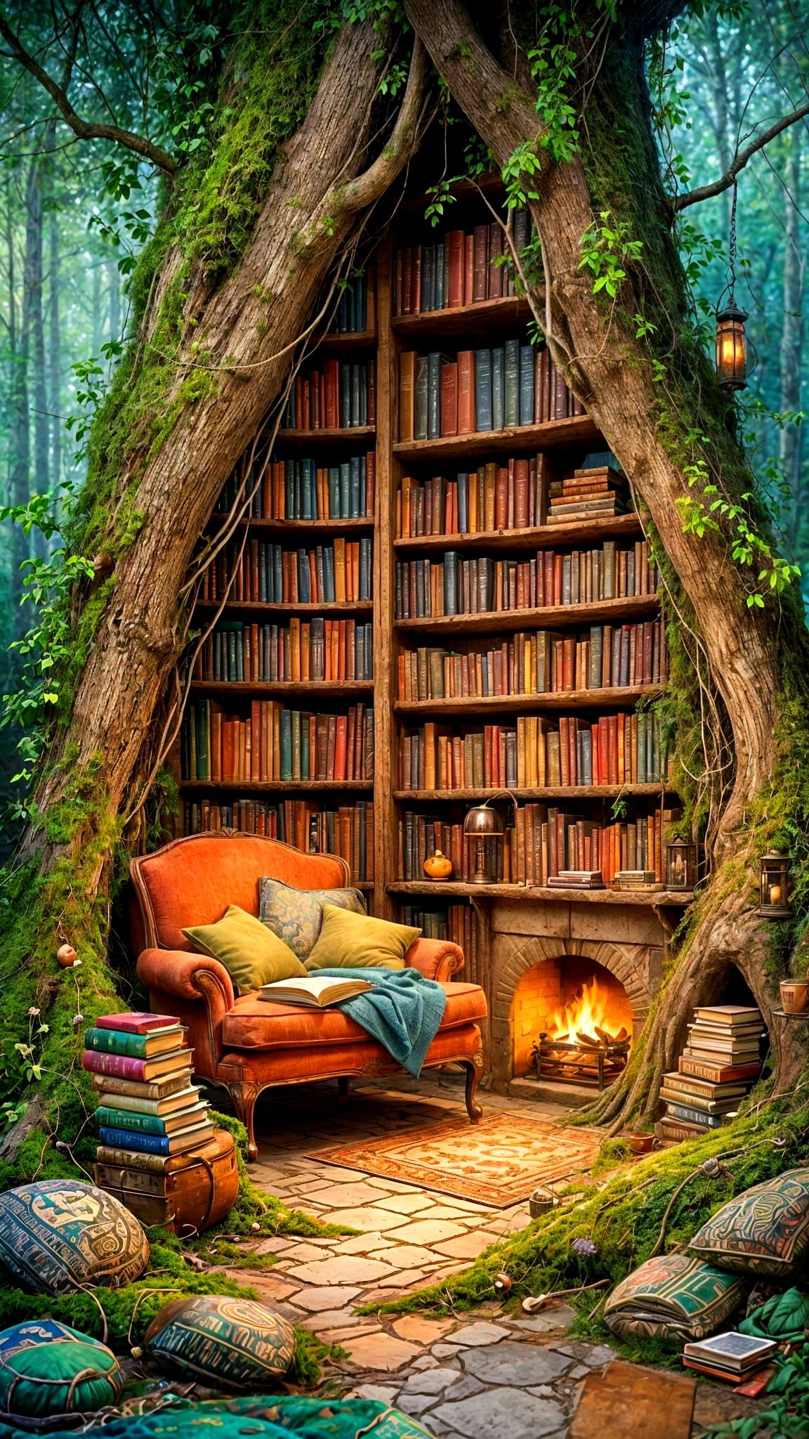 A cozy book nook.