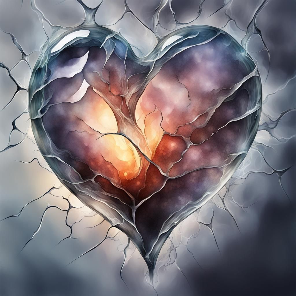 Enchanting Smoky Magic Seeping from Shattered Glass Heart