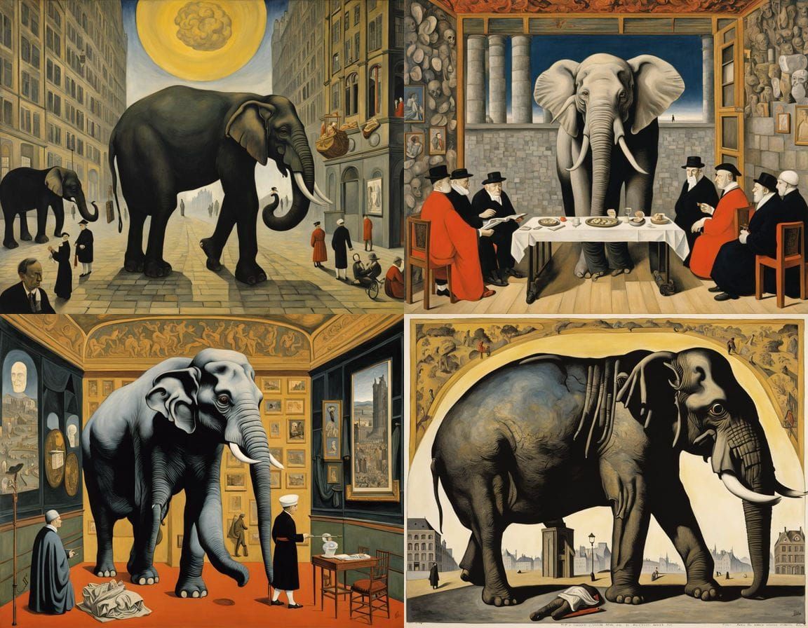 Surreal Elephant Evisceration in Ladybird Book Style