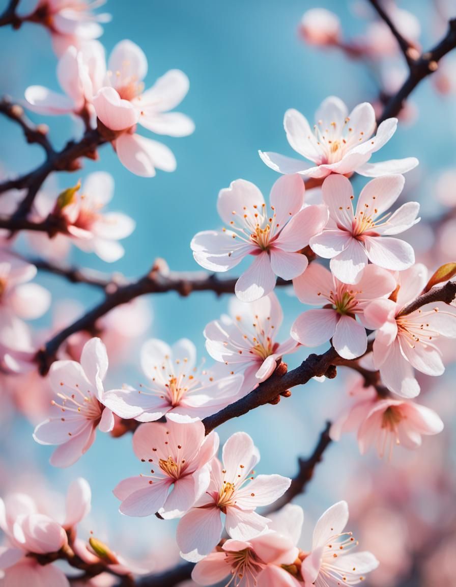Almond Tree Blossoms in Impressionist Style