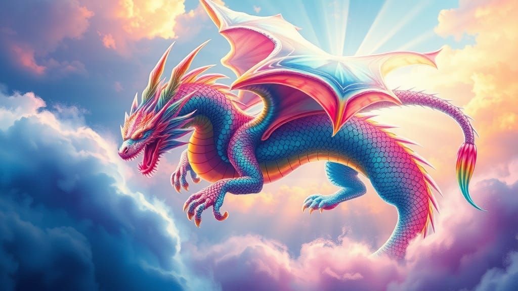 Kaleidoscopic Dragon Dissolving into Fractal Patterns