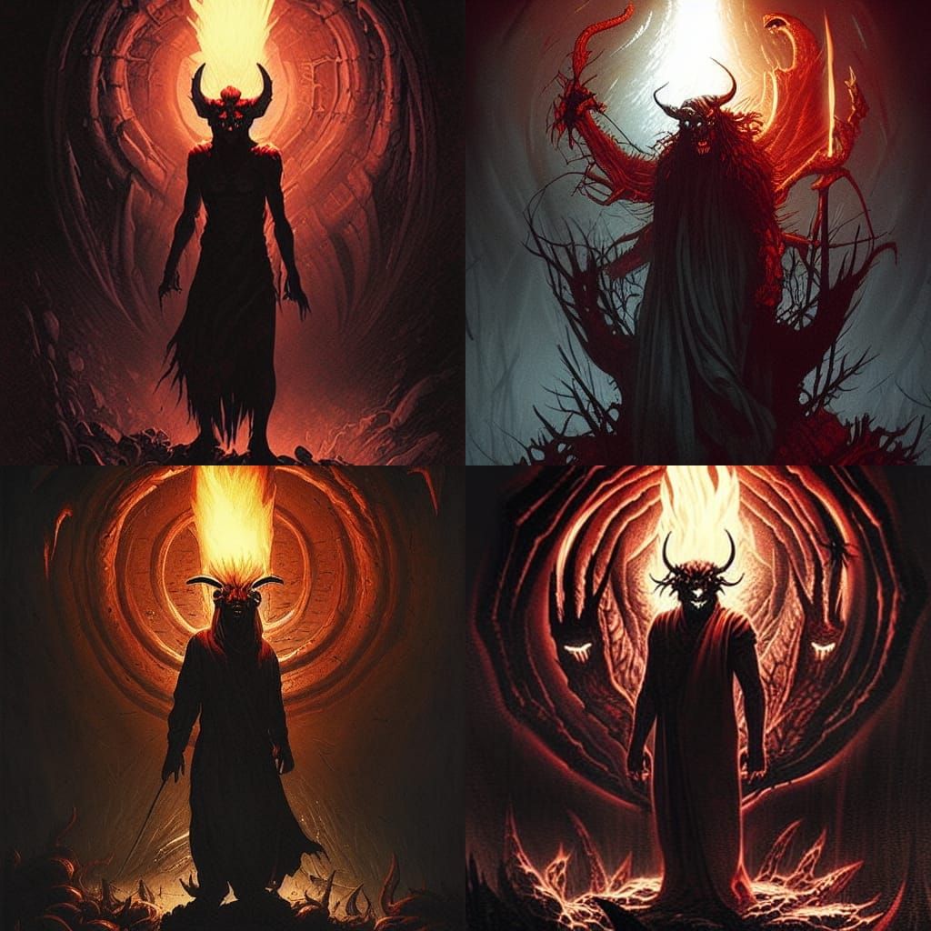 Demonic Beast with Fire Fist in Hell