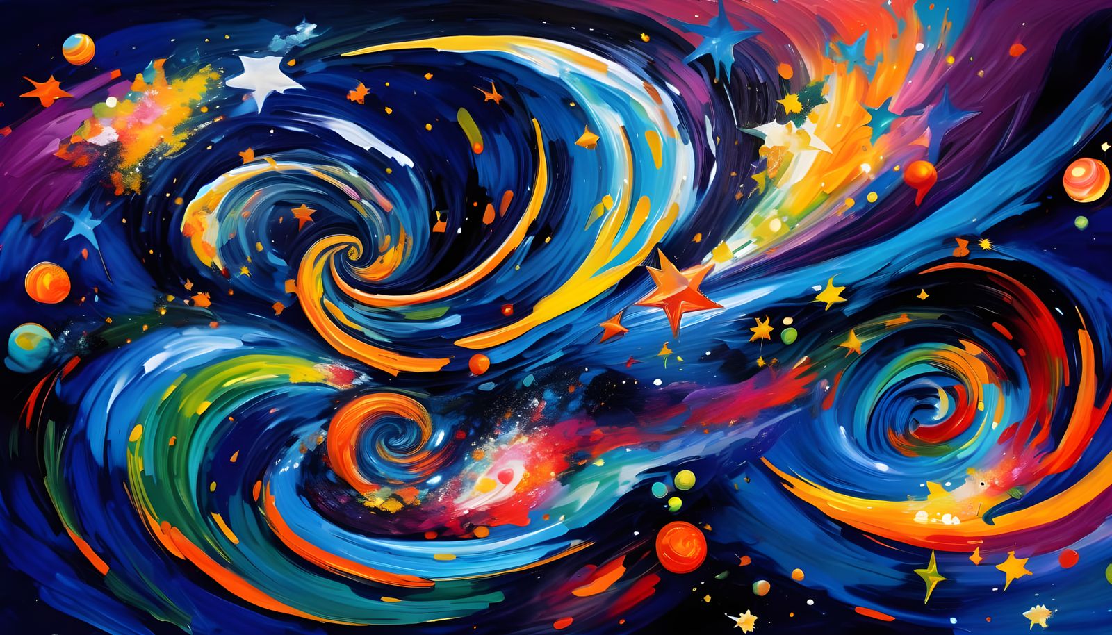 Surreal Cosmic Whirlpools in Impasto Oil Paint