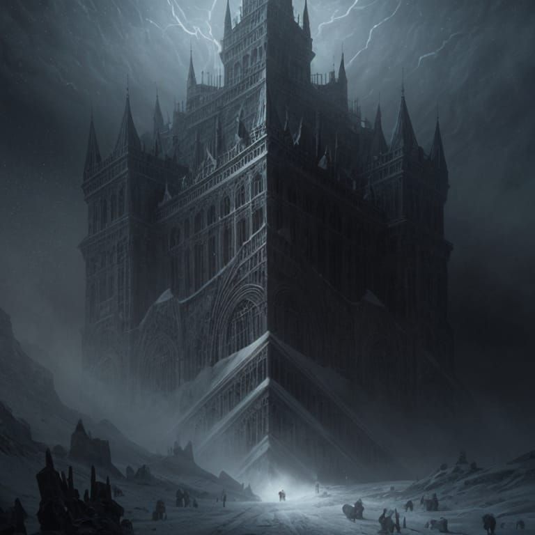 Mountain Snowstorm in Dark Romantic Style